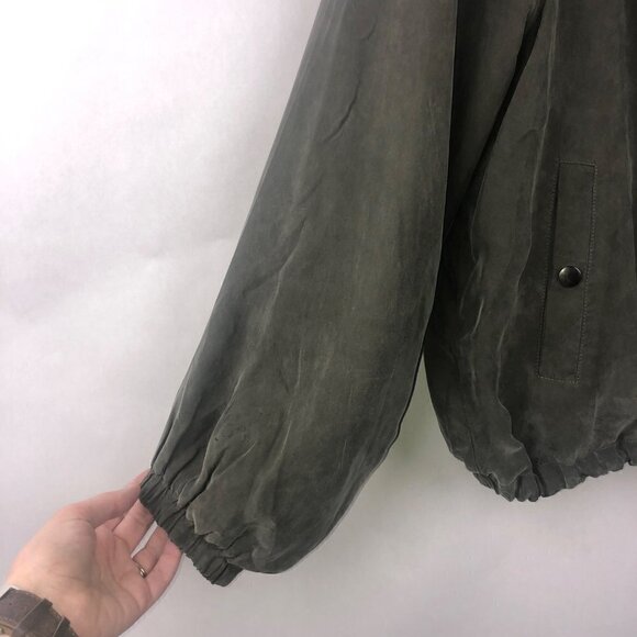 1. State Olive Green Silky Soft Bomber Jacket Size Large - Picture 5 of 15